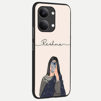  Mirror Mood Muse With Custom Name back cover For Poco X8 Pro Max slim fit glass case with vibrant aesthetic design