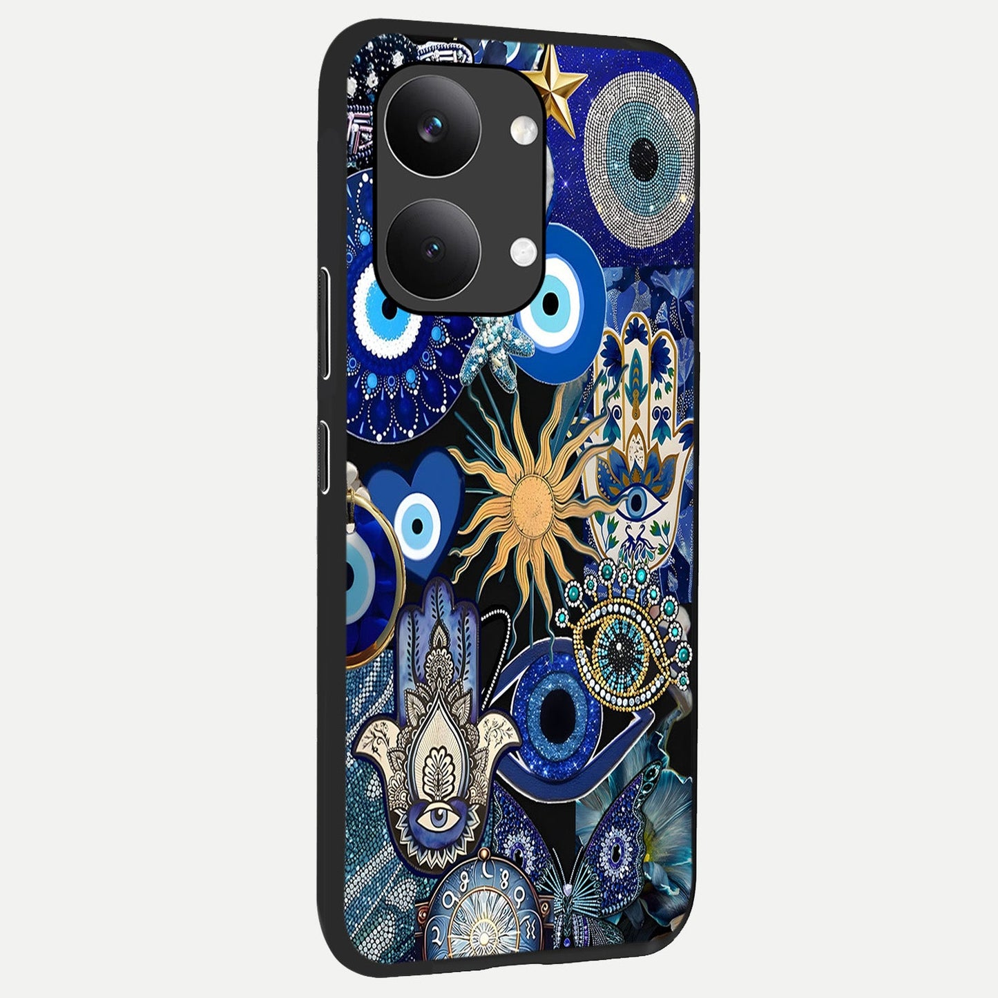 Mystic Blue Evil Eye back cover For Poco X8 Pro Max slim fit glass case with vibrant aesthetic design
