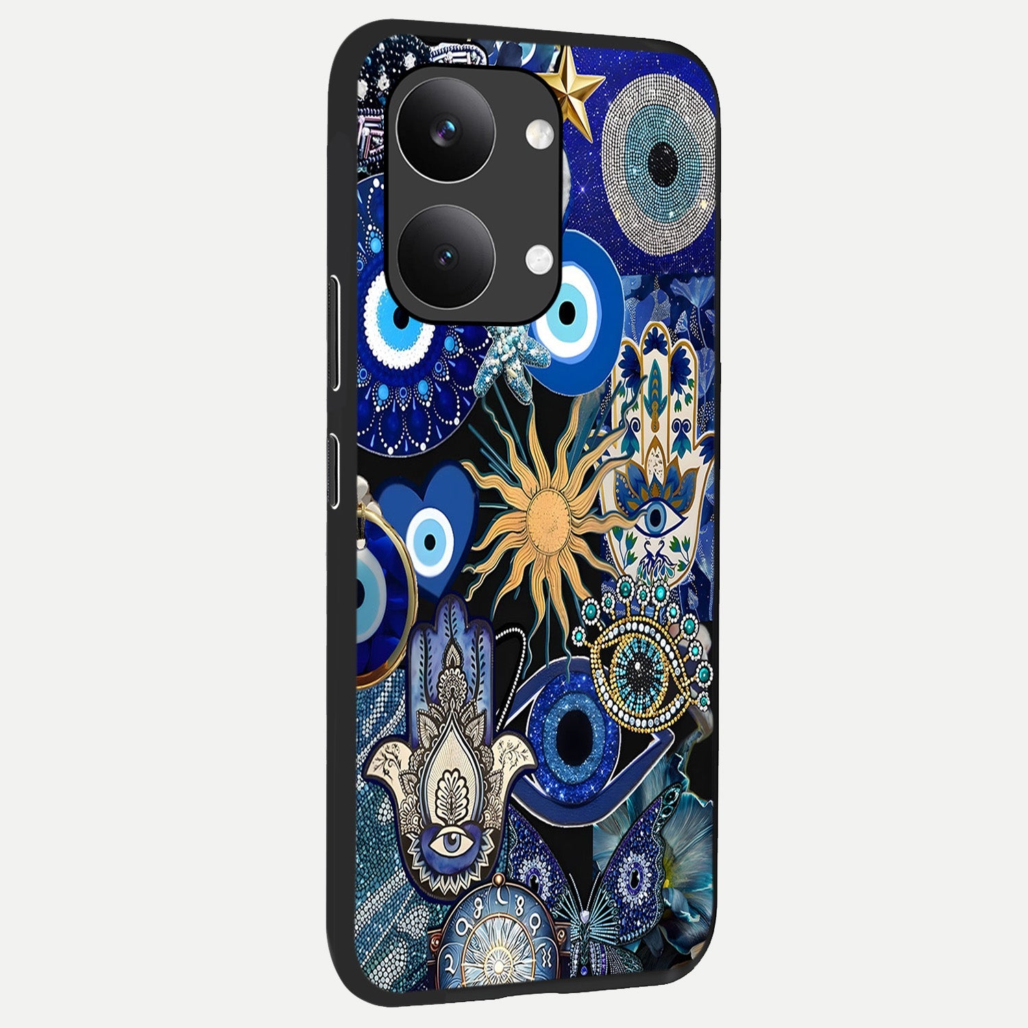 Mystic Blue Evil Eye back cover For Poco X8 Pro Max slim fit glass case with vibrant aesthetic design
