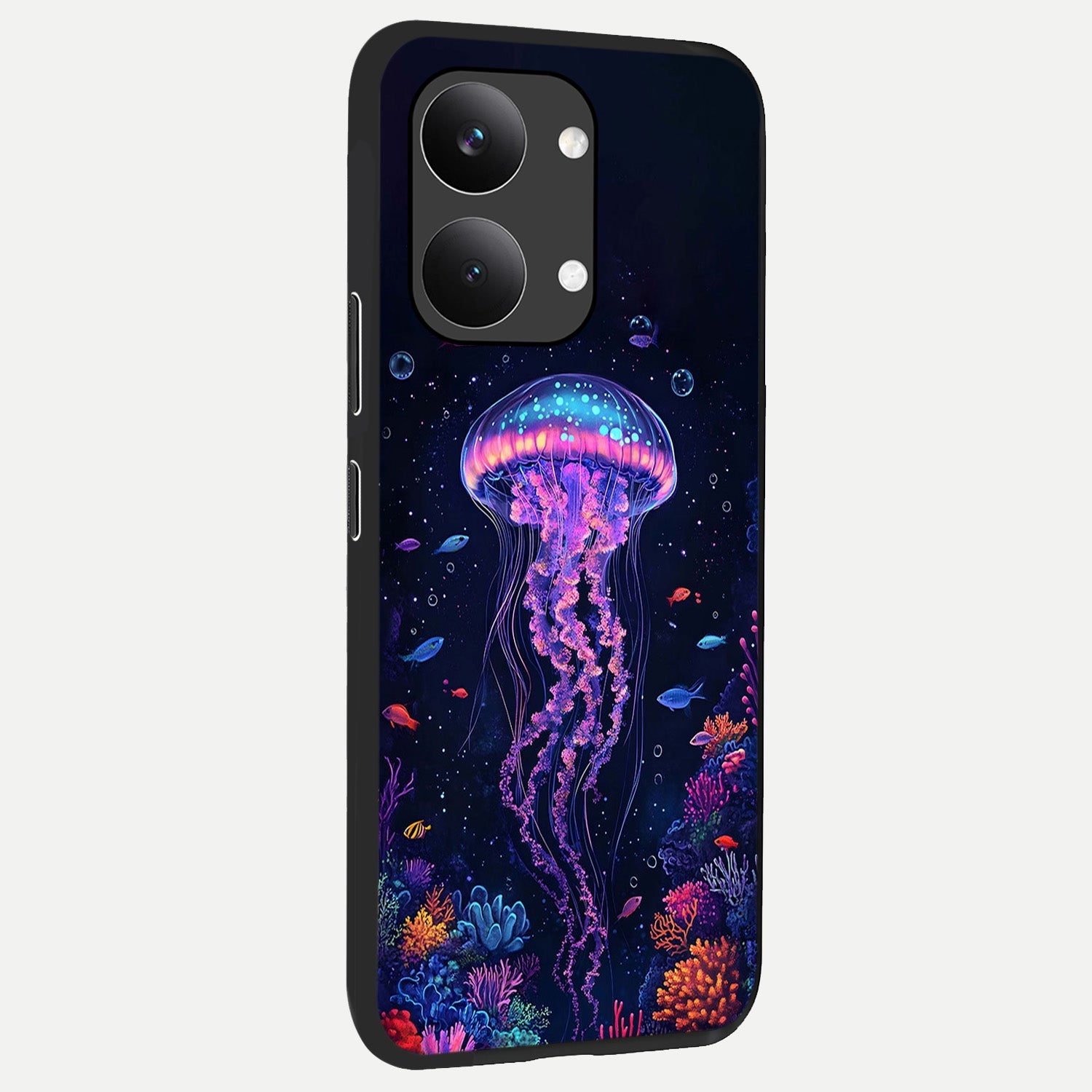  Neon Jellyfish back cover For Poco X8 Pro Max slim fit glass case with vibrant aesthetic design