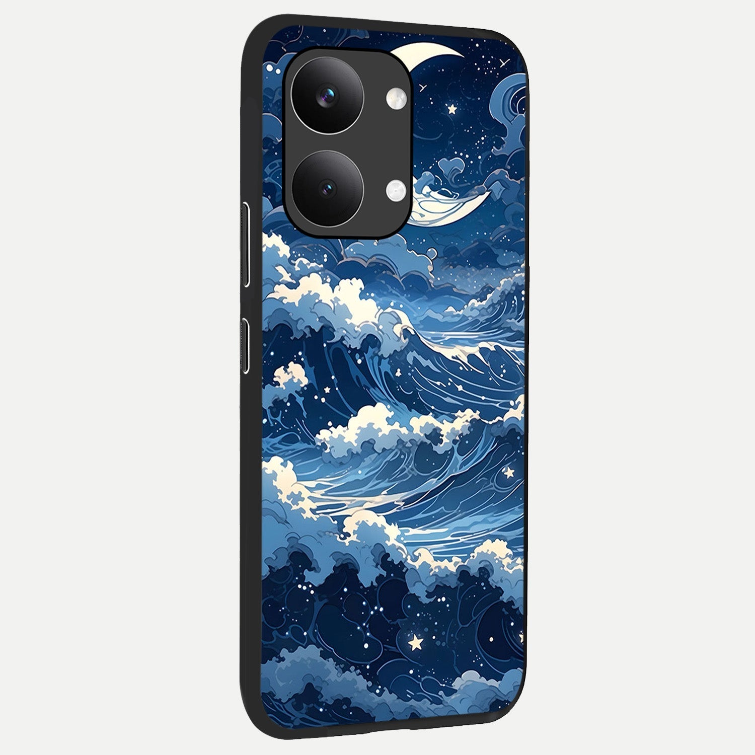  Ocean Moon Waves back cover For Poco X8 Pro Max slim fit glass case with vibrant aesthetic design