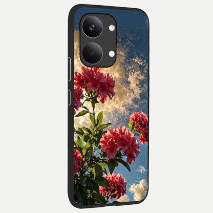  Red Bloom Skies back cover For Poco X8 Pro Max slim fit glass case with vibrant aesthetic design