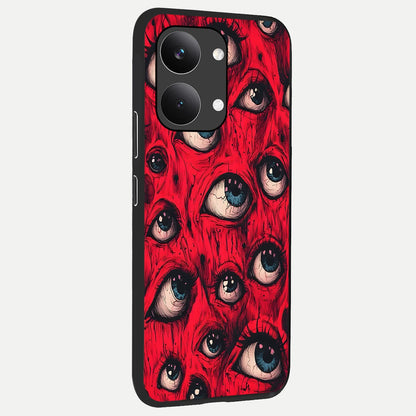  Red Eyes Pattern back cover For Poco X8 Pro Max slim fit glass case with vibrant aesthetic design