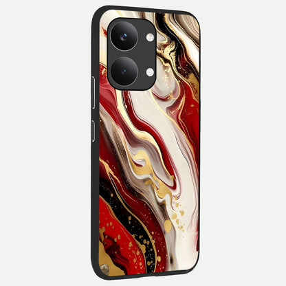  Red And White Marble back cover For Poco X8 Pro Max slim fit glass case with vibrant aesthetic design