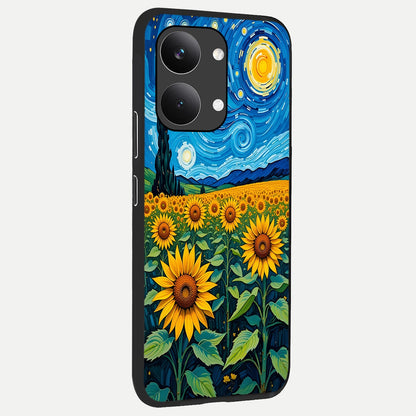  Starry Sunflower Dreams back cover For Poco X8 Pro Max slim fit glass case with vibrant aesthetic design