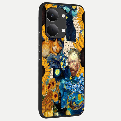  Sunflower Chic Mood Custom Name back cover For Poco X8 Pro Max slim fit glass case with vibrant aesthetic design