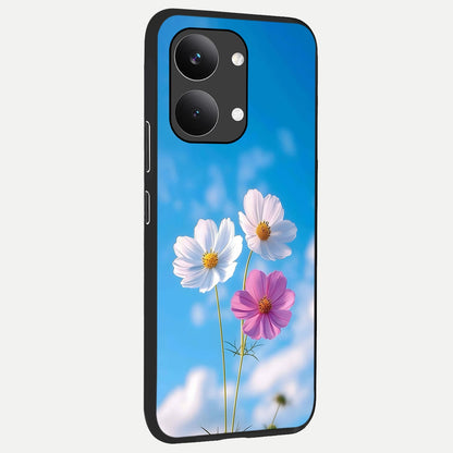  Tripple Flowers With Sky back cover For Poco X8 Pro Max slim fit glass case with vibrant aesthetic design
