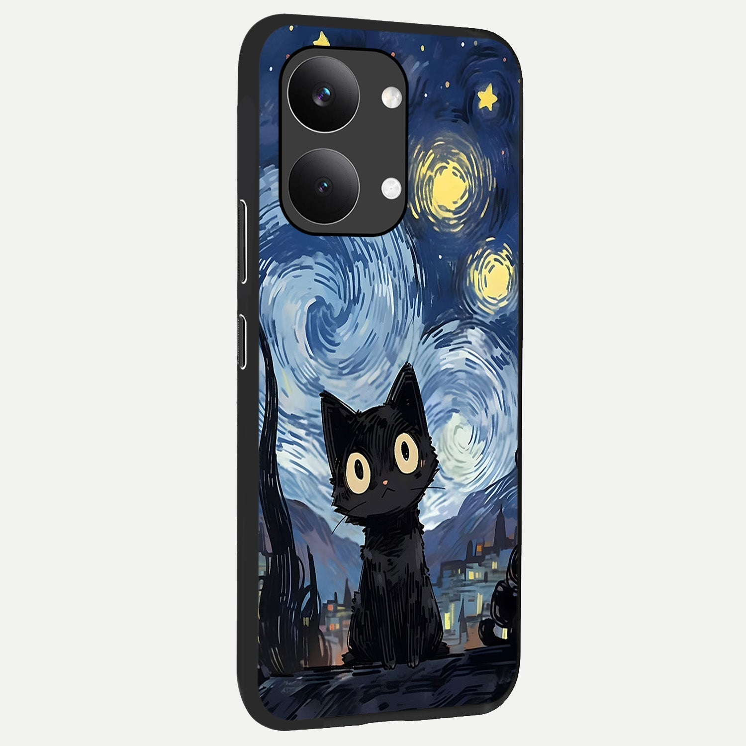  Van Gogh Cat back cover For Poco X8 Pro Max slim fit glass case with vibrant aesthetic design