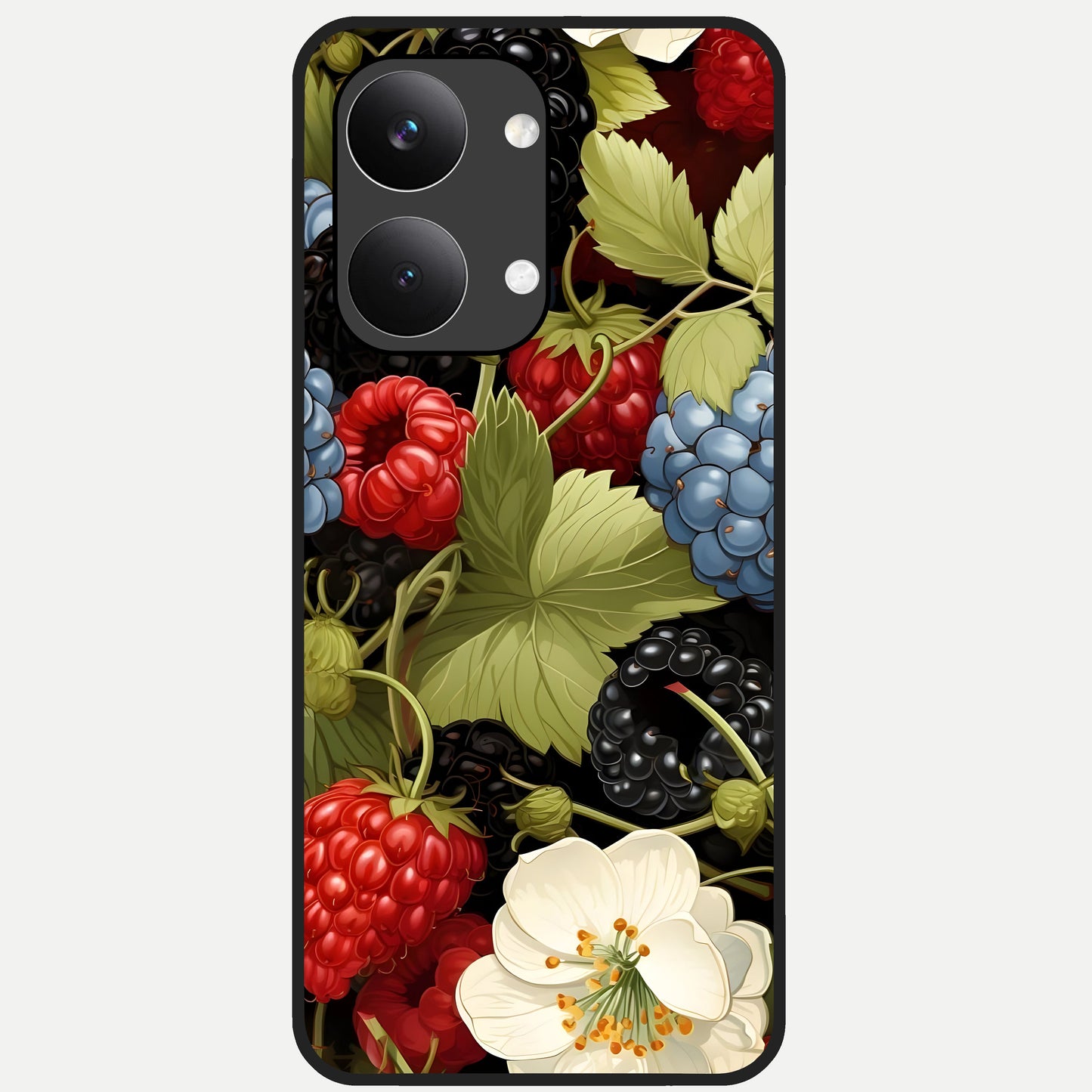  Berry Bloom Charm Glass Case For Poco X8 Pro Max back cover – full design glossy printed glass finish