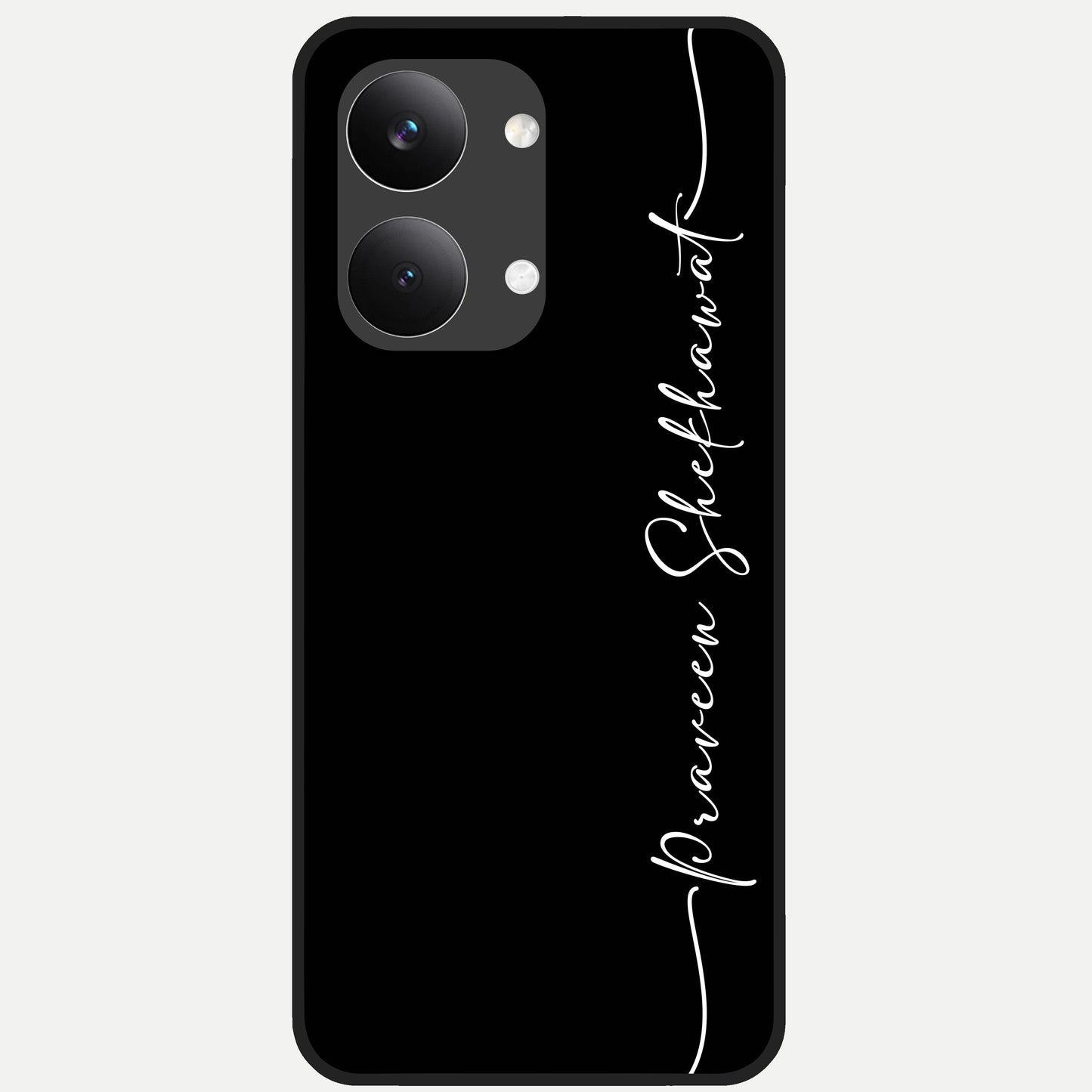  Black Tune Custom Name Glass Case For Poco X8 Pro Max back cover – full design glossy printed glass finish