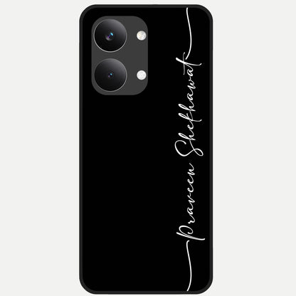  Black Tune Custom Name Glass Case For Poco X8 Pro Max back cover – full design glossy printed glass finish