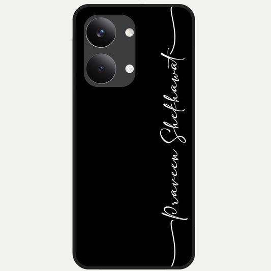  Black Tune Custom Name Glass Case For Poco X8 Pro Max back cover – full design glossy printed glass finish