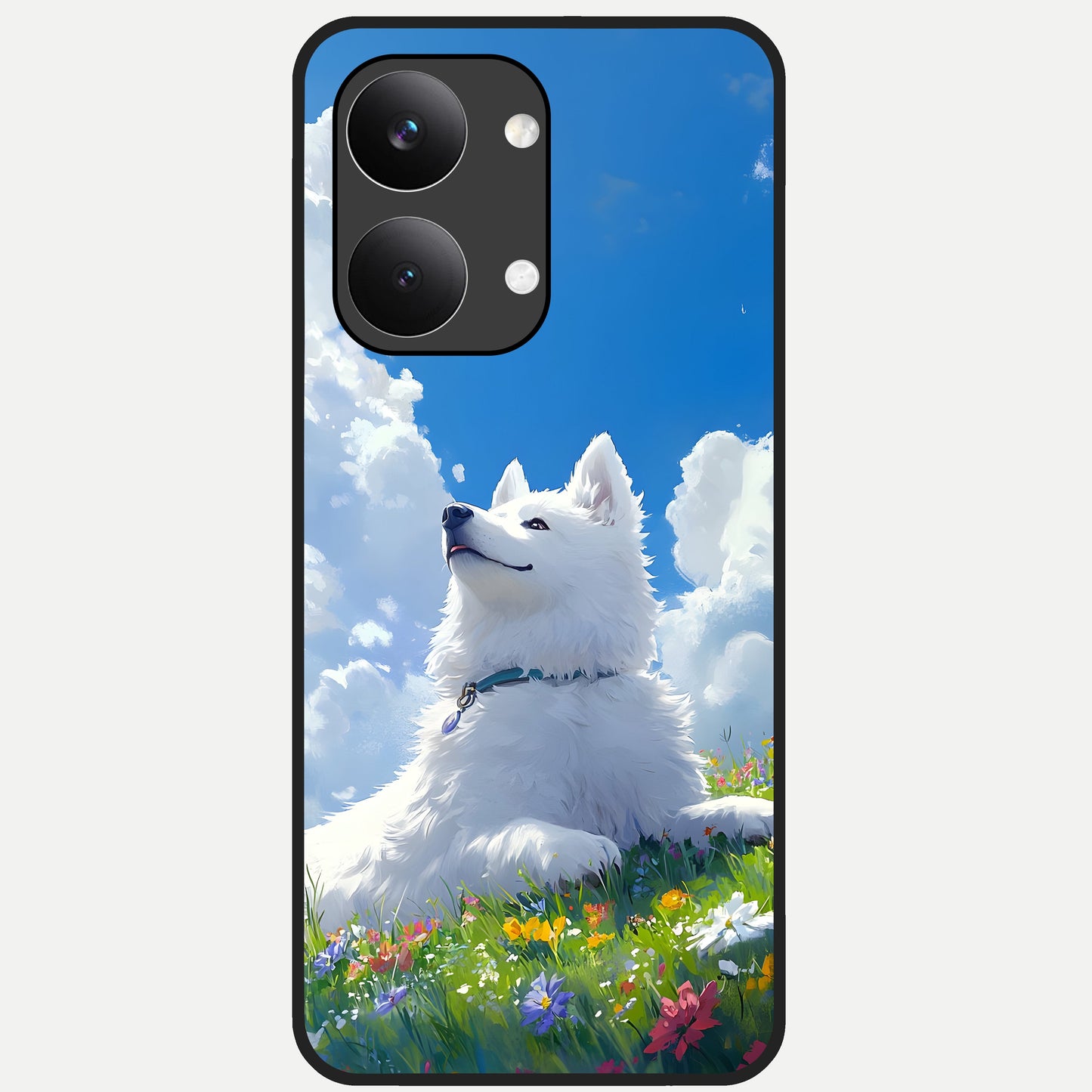  Blissful Cloud Pup Glass Case For Poco X8 Pro Max back cover – full design glossy printed glass finish
