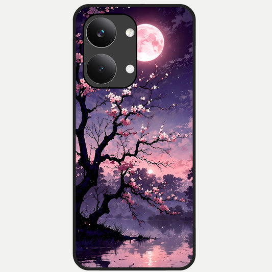  Blossom Pink Moon Glass Case For Poco X8 Pro Max back cover – full design glossy printed glass finish