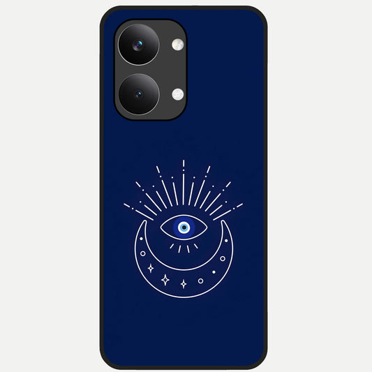  Blue Evil Eye Glass Case For Poco X8 Pro Max back cover – full design glossy printed glass finish