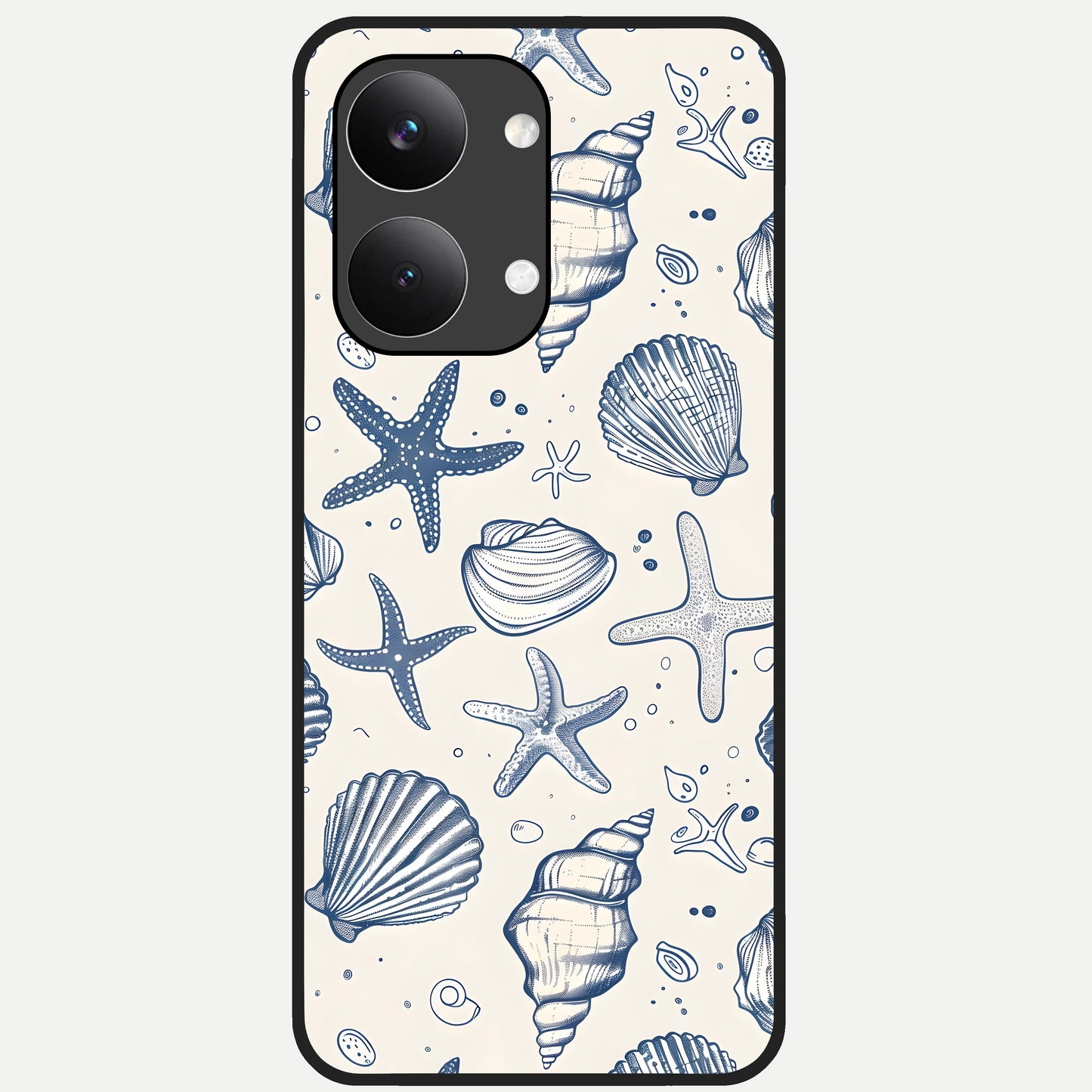  Blue Ocean Outline Glass Case For Poco X8 Pro Max back cover – full design glossy printed glass finish