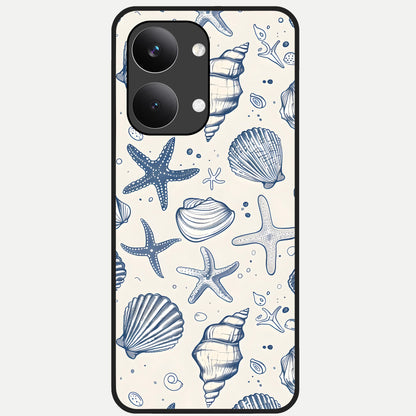  Blue Ocean Outline Glass Case For Poco X8 Pro Max back cover – full design glossy printed glass finish