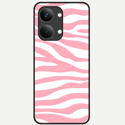  Blush Zebra Flow Glass Case For Poco X8 Pro Max back cover – full design glossy printed glass finish