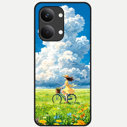  Breezy Meadow Ride Glass Case For Poco X8 Pro Max back cover – full design glossy printed glass finish