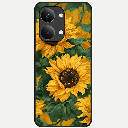  Bright Sunflower Bloom Glass Case For Poco X8 Pro Max back cover – full design glossy printed glass finish