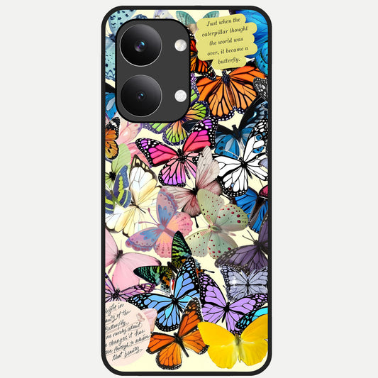 Butterflies Petal Dream Glass Case For Poco X8 Pro Max back cover – full design glossy printed glass finish