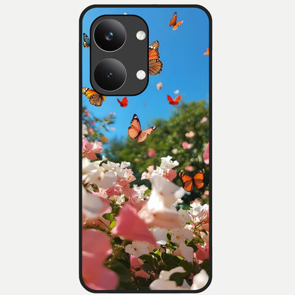  Butterflies In Bloom Sky Glass Case For Poco X8 Pro Max back cover – full design glossy printed glass finish