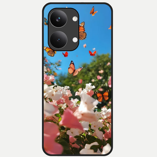  Butterflies In Bloom Sky Glass Case For Poco X8 Pro Max back cover – full design glossy printed glass finish