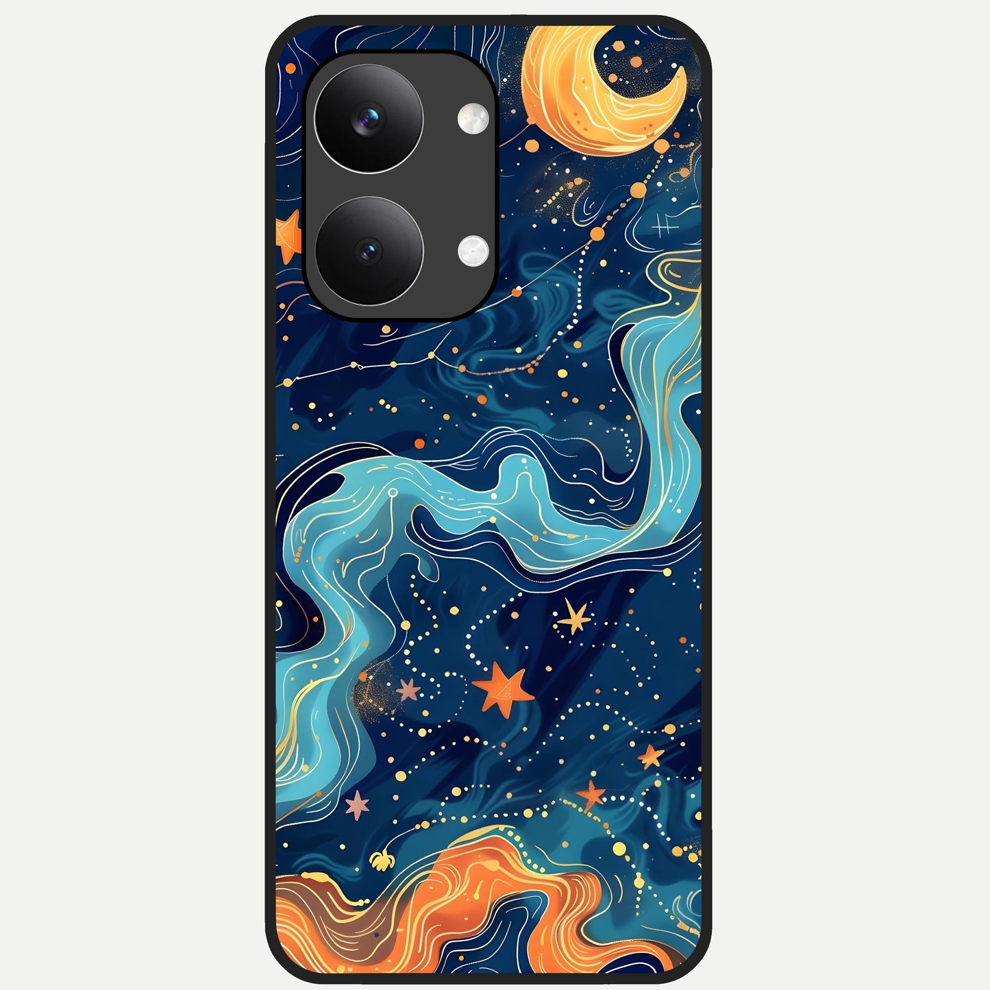 Celestial Dream Flow Glass Case For Poco X8 Pro Max back cover – full design glossy printed glass finish