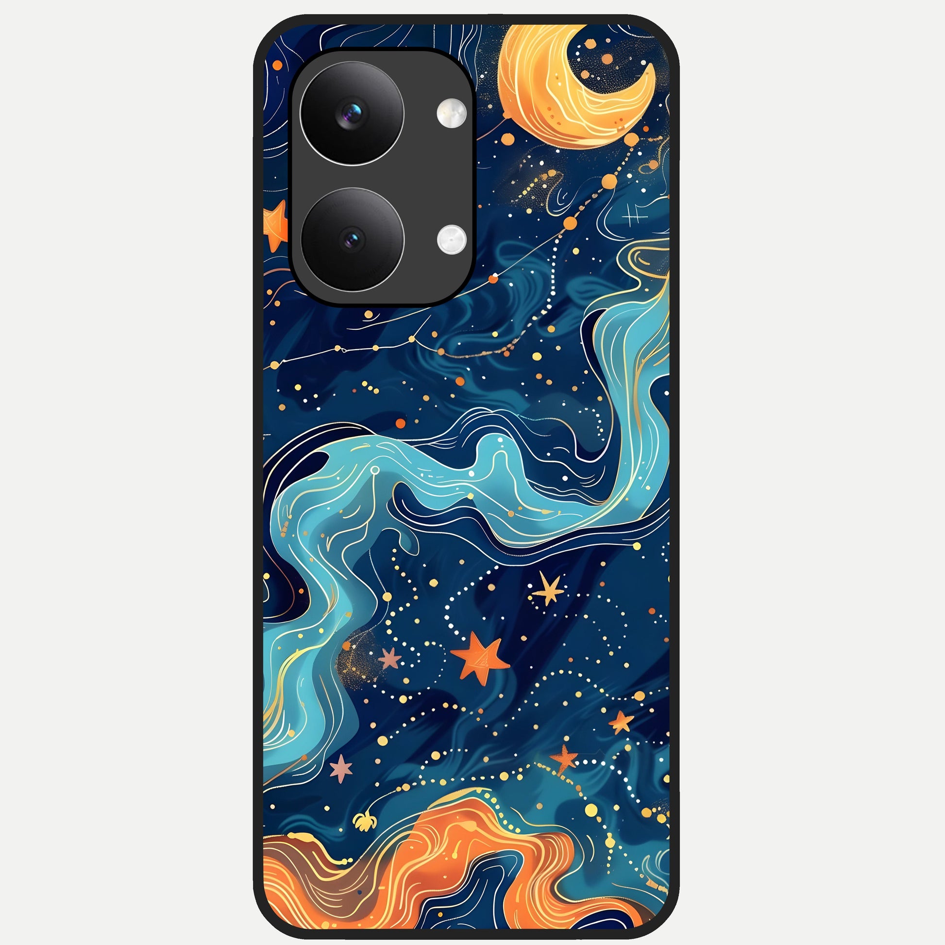  Celestial Dream Flow Glass Case For Poco X8 Pro Max back cover – full design glossy printed glass finish
