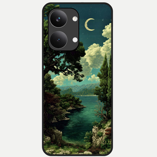  Celestial Lake Peace Glass Case For Poco X8 Pro Max back cover – full design glossy printed glass finish