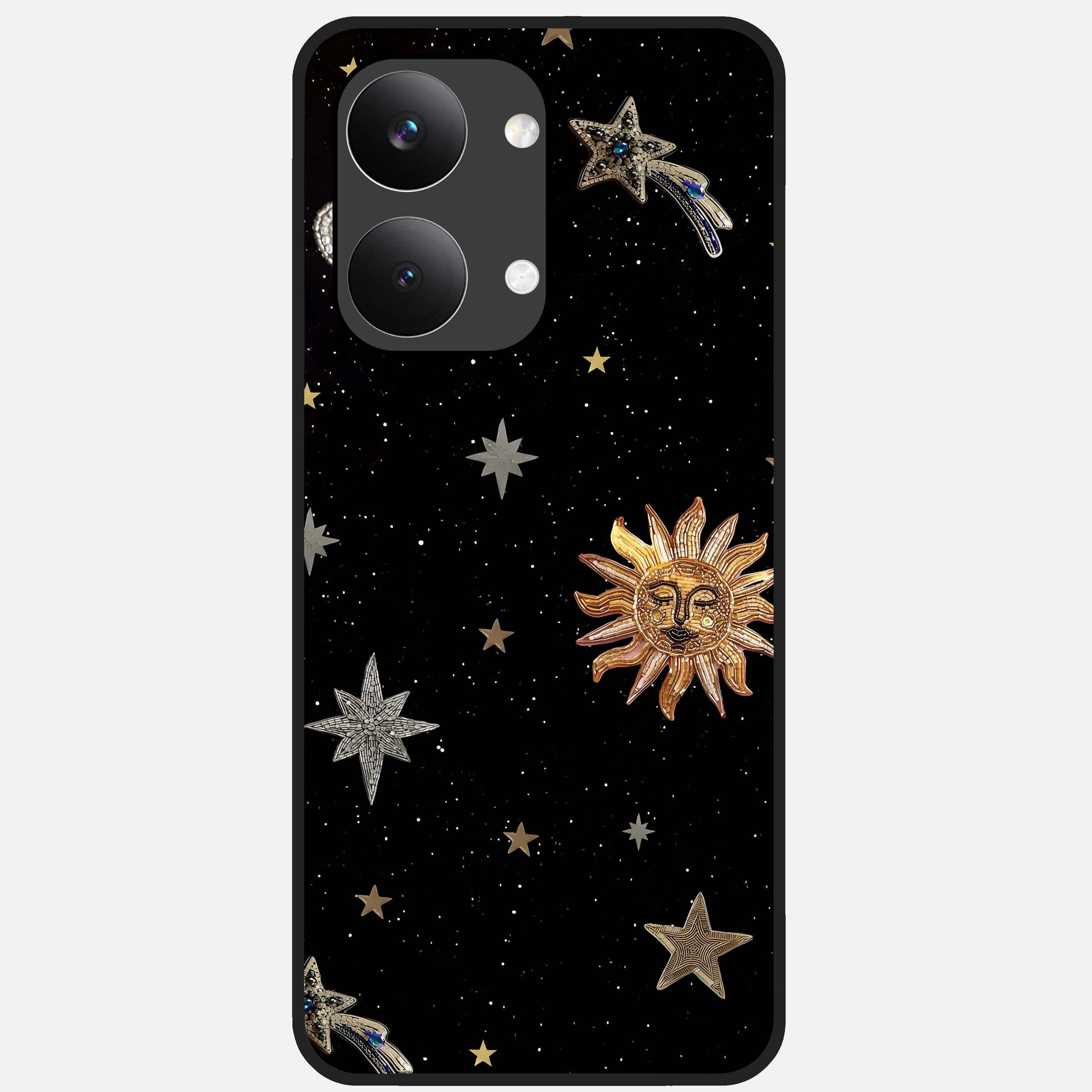  Celestial Moon With Stars Glass Case For Poco X8 Pro Max back cover – full design glossy printed glass finish