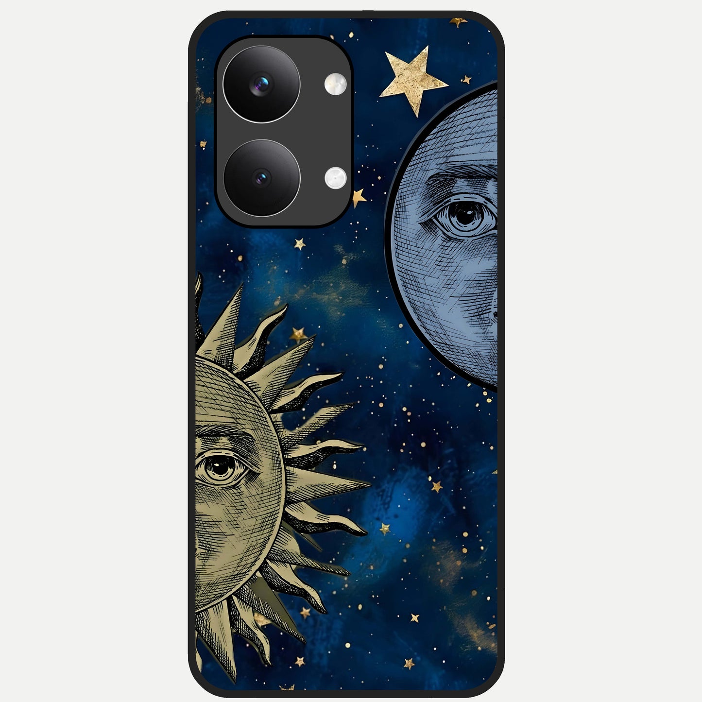  Celestial Moon With Sun Glass Case For Poco X8 Pro Max back cover – full design glossy printed glass finish