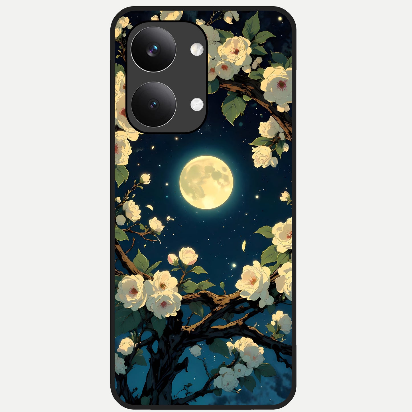  Celestial Moon And Flower Glass Case For Poco X8 Pro Max back cover – full design glossy printed glass finish