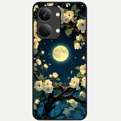  Celestial Moon And Flower Glass Case For Poco X8 Pro Max back cover – full design glossy printed glass finish