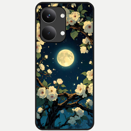 Celestial Moon And Flower Glass Case For Poco X8 Pro Max back cover – full design glossy printed glass finish