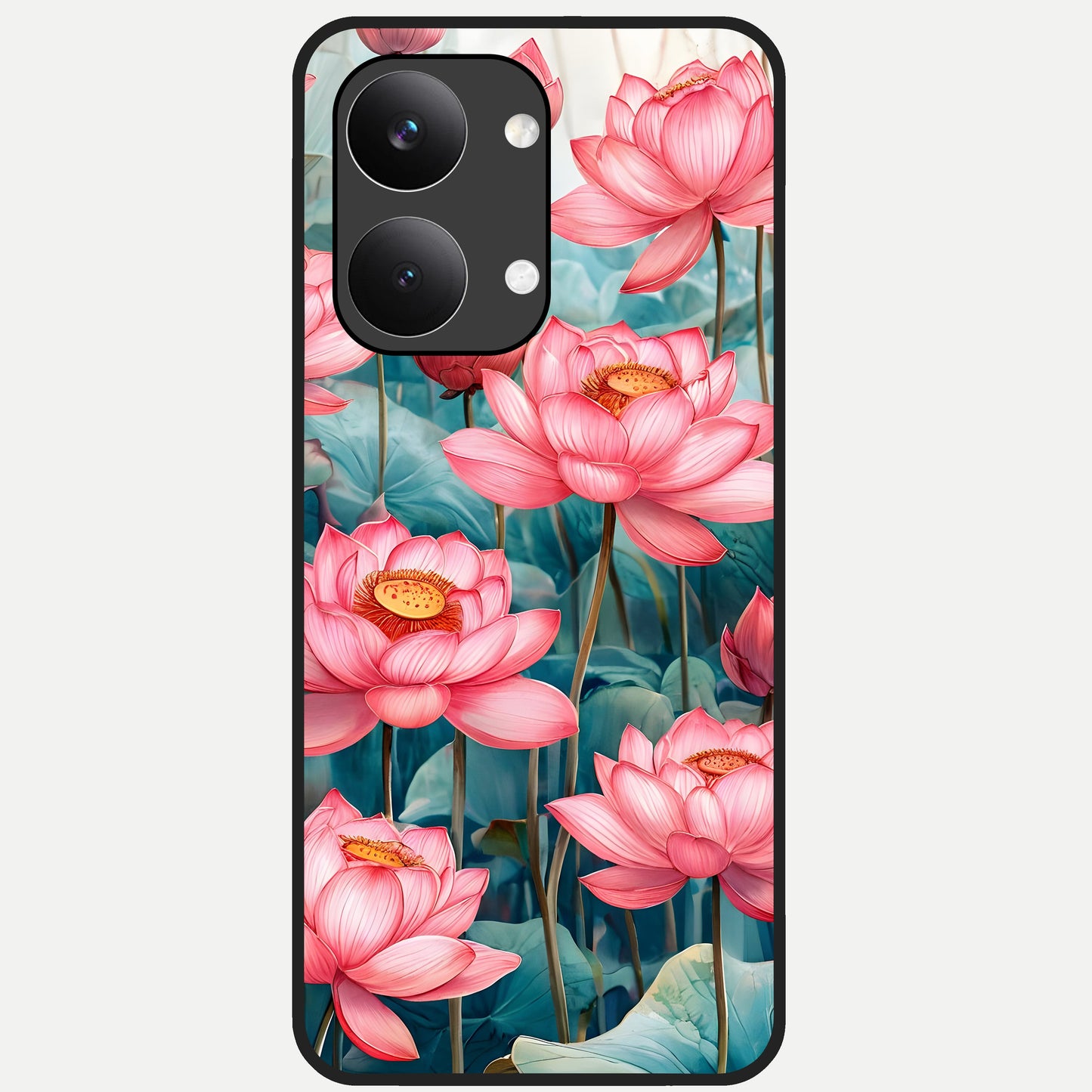  Celestial Pink Lotus Glass Case For Poco X8 Pro Max back cover – full design glossy printed glass finish