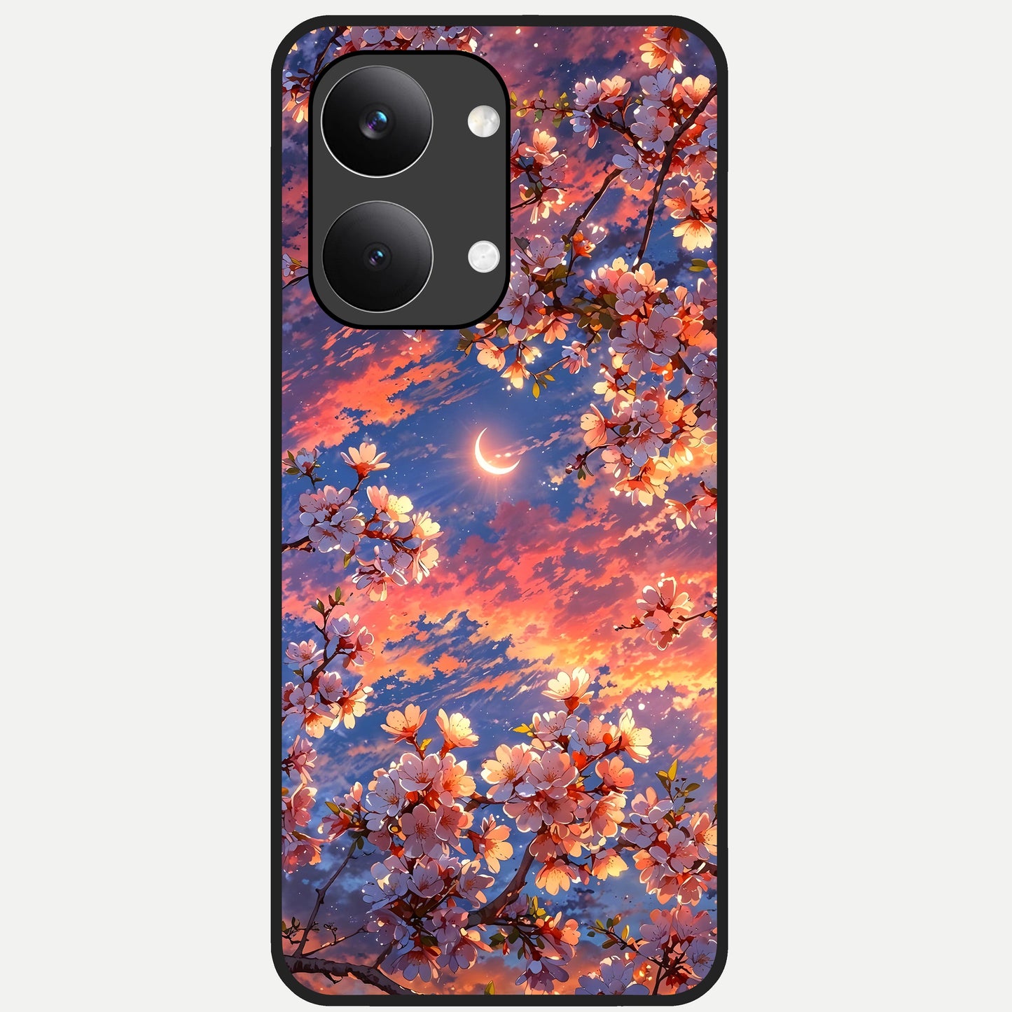  Celestial Sakura Sunset Glass Case For Poco X8 Pro Max back cover – full design glossy printed glass finish