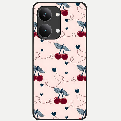 Cherry Heart Line Glass Case For Poco X8 Pro Max back cover – full design glossy printed glass finish