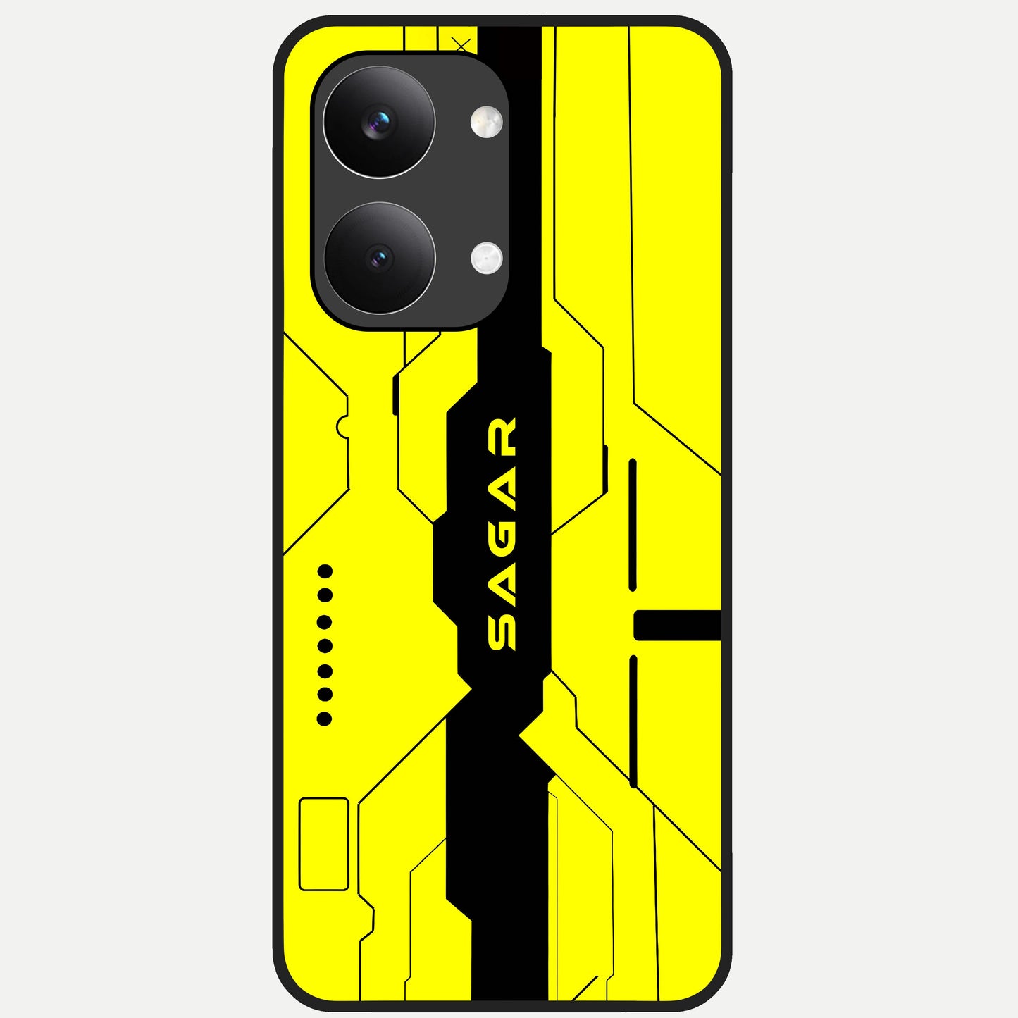  Circuit CYBERPUNK Custom Name Glass Case For Poco X8 Pro Max back cover – full design glossy printed glass finish