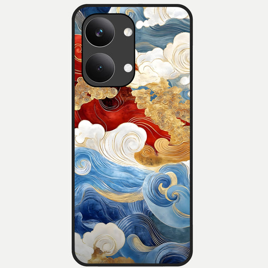  Colored Waves Glass Case For Poco X8 Pro Max back cover – full design glossy printed glass finish