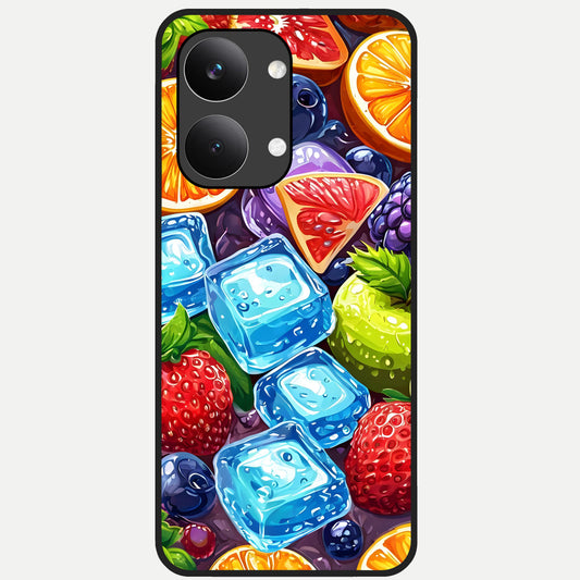  Colorful Fruits with Ice Glass Case For Poco X8 Pro Max back cover – full design glossy printed glass finish