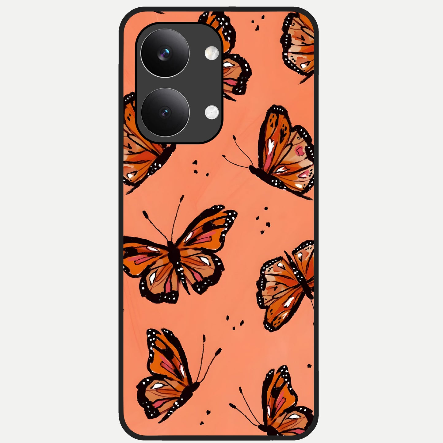  Coral Wing Butterfly Glass Case For Poco X8 Pro Max back cover – full design glossy printed glass finish