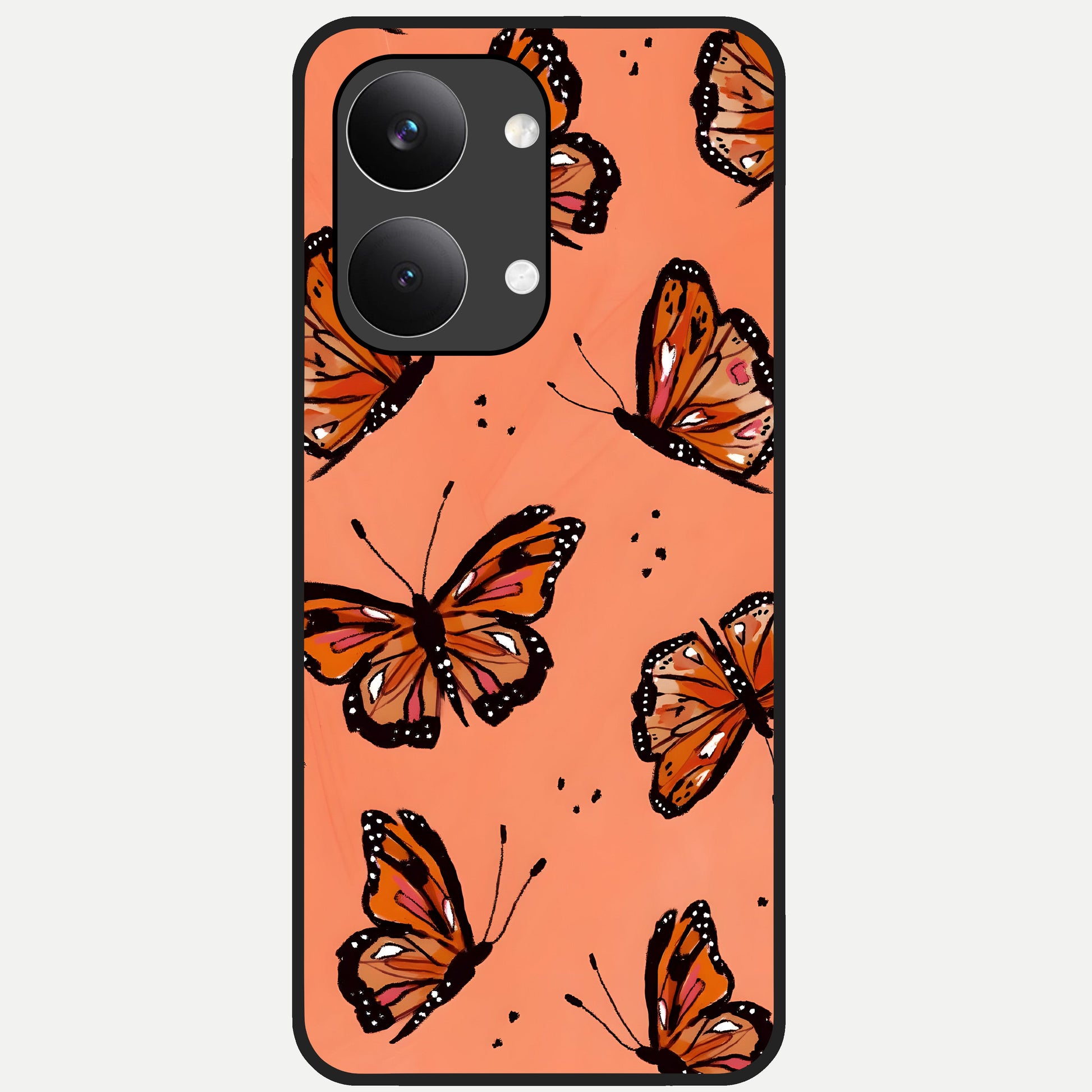  Coral Wing Butterfly Glass Case For Poco X8 Pro Max back cover – full design glossy printed glass finish