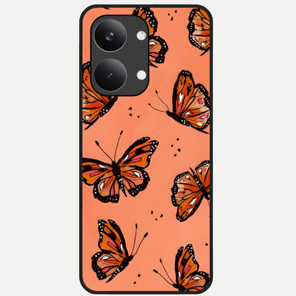  Coral Wing Butterfly Glass Case For Poco X8 Pro Max back cover – full design glossy printed glass finish