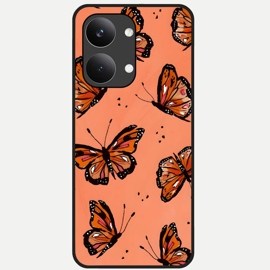  Coral Wing Butterfly Glass Case For Poco X8 Pro Max back cover – full design glossy printed glass finish