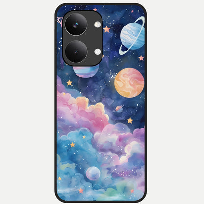  Cosmic Planet Dreams Glass Case For Poco X8 Pro Max back cover – full design glossy printed glass finish