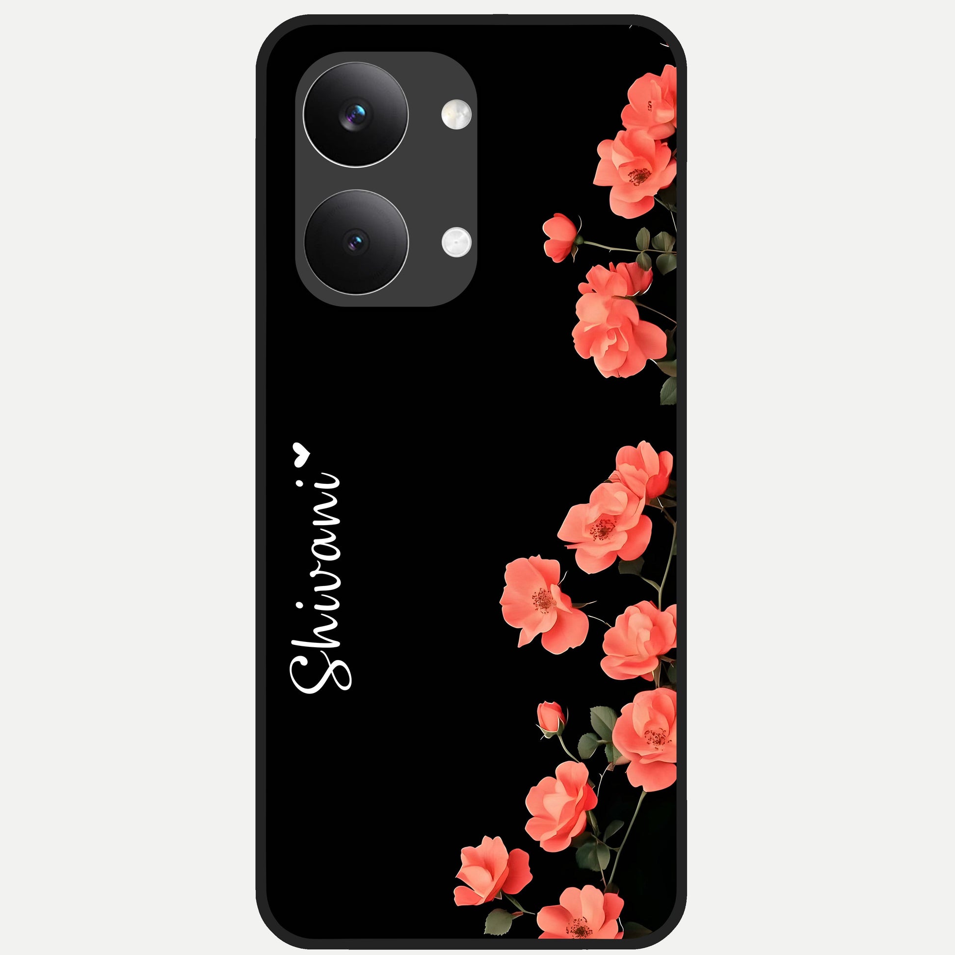  Crimson Bloom Grace Custom Name Glass Case For Poco X8 Pro Max back cover – full design glossy printed glass finish