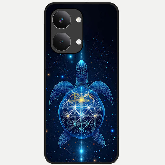  Crimson Blue Turtle Glass Case For Poco X8 Pro Max back cover – full design glossy printed glass finish