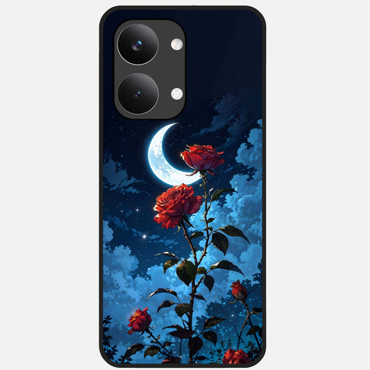  Crimson Rose Moon Glass Case For Poco X8 Pro Max back cover – full design glossy printed glass finish