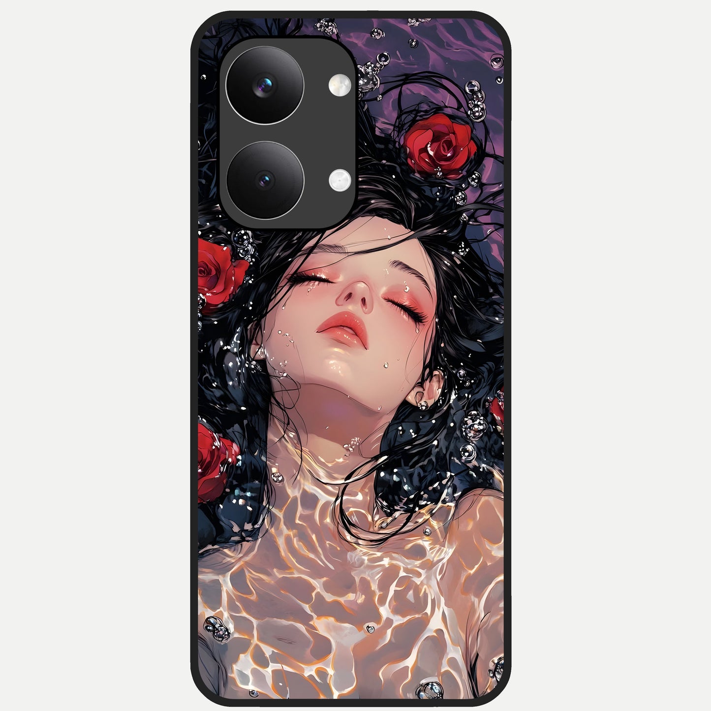  Crimson Rose Serenity Glass Case For Poco X8 Pro Max back cover – full design glossy printed glass finish